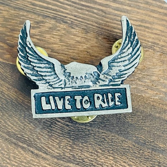 Ballou Other - Vintage Ballou Regd Lapel Leather Jacket Live to Ride Pewter Pin 1 5/8”